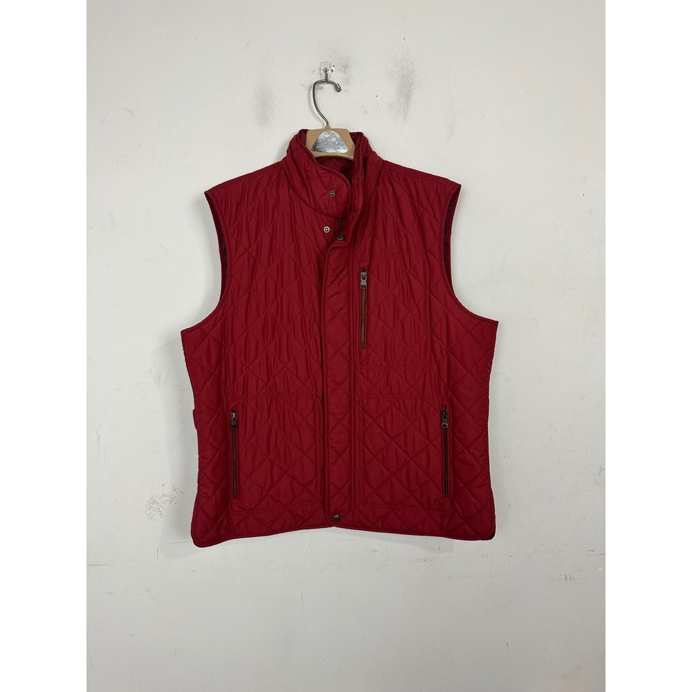 Banana Republic Men XL Red Quilted Puffer Vest Full Zip Snap Mock Neck 256853-01